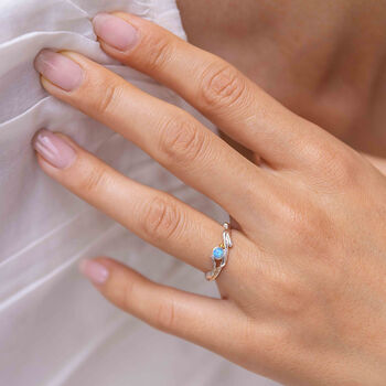 Blue Fire Opal Ring In Sterling Silver, 9 of 9