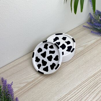 Cow Print Drinks Coaster With Lip, 4 of 7