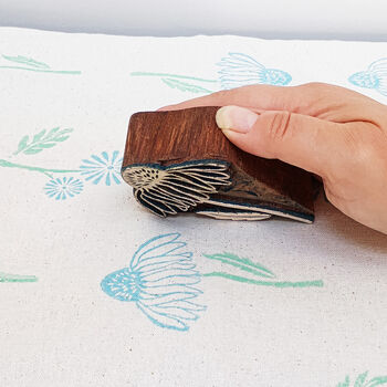 Wood Block Printing Kit Floral Tea Towel, 2 of 5