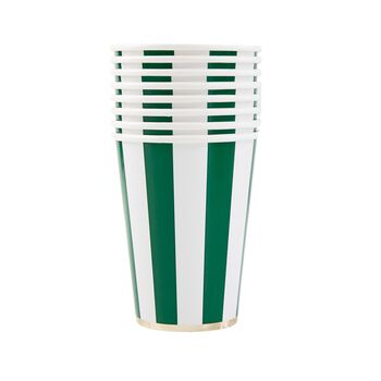 Emerald Green Cabana Stripe Party Cups X Eight, 3 of 3