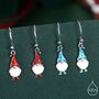 Sterling Silver Tiny Gnome Drop Hook Earrings, thumbnail 1 of 10
