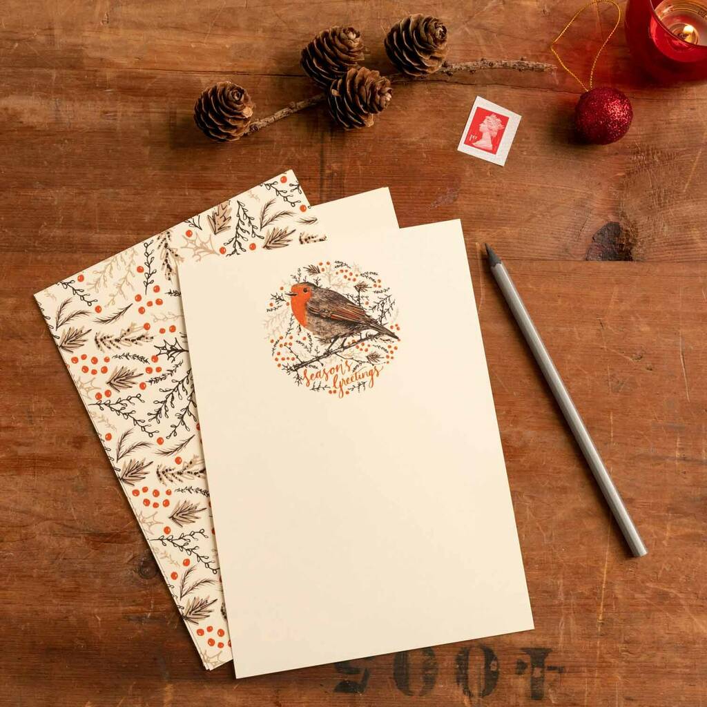 Christmas Letter Writing Set With Robin Design, 1 of 8
