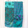 Rich Green Kantha Stitch Handmade Silk Scarf, thumbnail 3 of 3