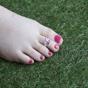 925 Silver Colourful Butterfly Bichiya Midi Toe Ring, 3 of 7