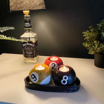 Pool Ball Tealight Candle Holder Set, 2 of 3