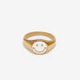 Dainty Signet Ring With Positive Smile Happy Face White, thumbnail 1 of 3