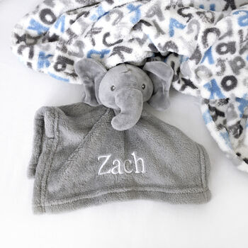 Personalised Alphabet Blanket And Elephant Comforter, 2 of 5