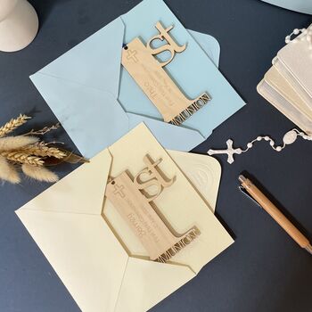 Personalised Wooden First Holy Communion Card Engraved Baptism Gift, 9 of 12
