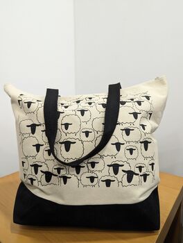 Cute Zipped Canvas Sheep Bag, 2 of 4