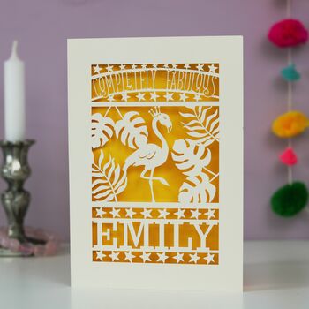 Completely Fabulous Flamingo Papercut Card, 7 of 7