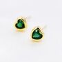 Tiny Emerald Green Cz Heart Stud Earrings, thumbnail 7 of 12