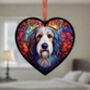 Bearded Collie Stained Glass Effect Heart Suncatcher, thumbnail 5 of 6