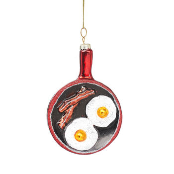 Glass Glitter Breakfast Fry Up Bauble By Posh Totty Designs Interiors
