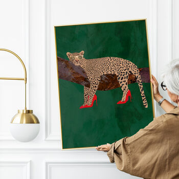 Leopard Wearing Sneakers Customisable Art Print, 2 of 7