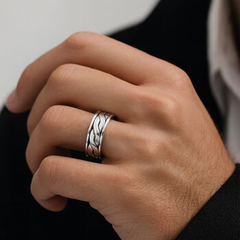 Personalised Sterling Silver Twisted Celtic Braid Spinner Ring, 3 of 9