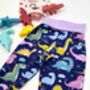 Dinosaur Grow With Me Leggings Lavender Cuffs, thumbnail 3 of 4