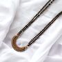 Half Moon Zircon Mangalsutra Black Beads Necklace, thumbnail 6 of 6