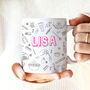 Number One Beauty Therapist Beautician Doodles Mug, thumbnail 2 of 5
