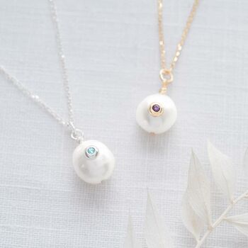 Organic Freshwater Pearl And Birthstone Necklace, 2 of 12
