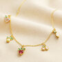 Colourful Crystal Fruit Charm Necklace In Gold, thumbnail 1 of 4