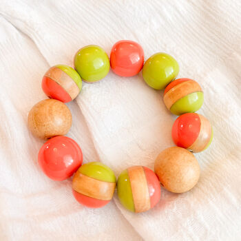 Chunky Vibrant Resin And Wood Beaded Bracelet, 3 of 3