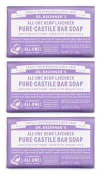 Dr Bronner's Lavender Soap Bar 140g, 2 of 2