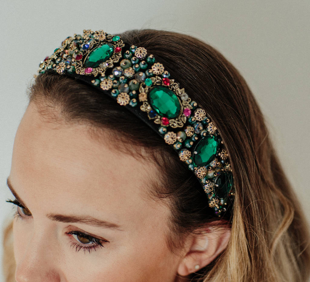 Green Jeweled Mia Headband Crown By Lovely Littles And Co