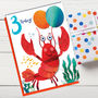 Age Three Lobster Birthday Card, thumbnail 2 of 2