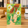 Holding Hands Floral Greeting Card, thumbnail 2 of 3