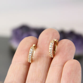 Hoop Earrings With Cubic Zirconia Diamante Stones, 4 of 10