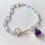 Carved Amethyst Paperclip Chain Bracelet, thumbnail 2 of 4