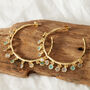 Gemstone Hammered Gold Plated Silver Hoop Earrings, thumbnail 3 of 8
