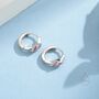 Tiny Rhombus Tourmaline Pink Cz Huggie Hoop In Sterling Silver, thumbnail 5 of 12