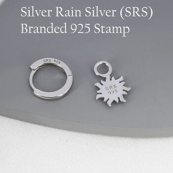 Sun Face Huggie Hoop Earrings In Sterling Silver, 6 of 11
