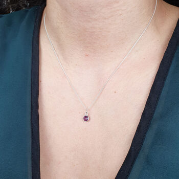 Mini Amethyst Charm February Birthstone Silver Necklace, 2 of 4