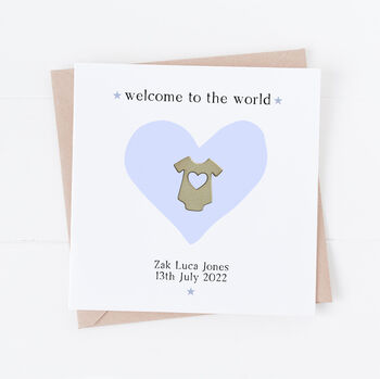 Personalised New Baby Boy Card Hand Finished, 3 of 4