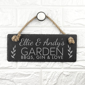 Personalised Our Garden Slate Hanging Sign, 2 of 6