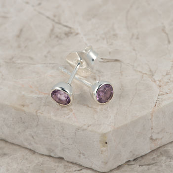 Sterling Silver Birthstone Stud Earrings, 5 of 12