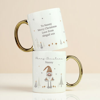 Personalised Christmas Gonk Gold Handed Mug, 2 of 5