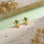 Sterling Silver Triangle And Emerald Green Marquise Cz Arrow Stud Earrings, thumbnail 5 of 12
