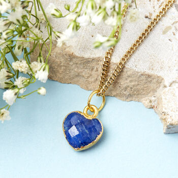 Gold Plated Heart Sapphire Gemstone Necklace, 2 of 7