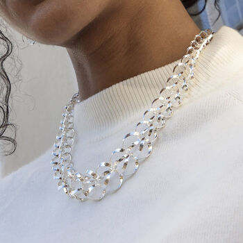 Graduated Sterling Silver Wide Link Necklace, 2 of 10