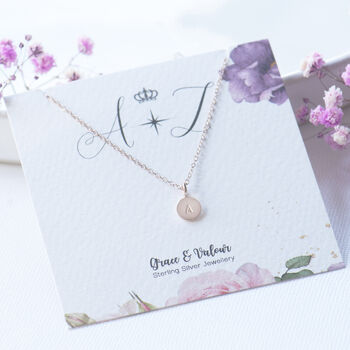Rose Gold Plated Stamped Initial Necklace, 6 of 12