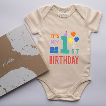 Organic Cotton My First Birthday Baby Onesie, 3 of 6