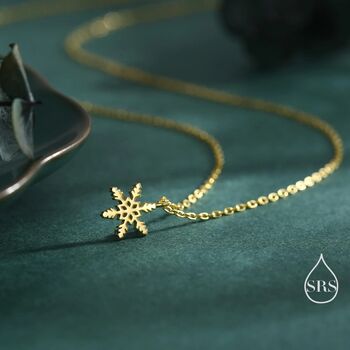 Sterling Silver Very Small Snowflake Pendant Necklace, 7 of 12