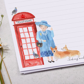 A4 Letter Writing Paper With The Queen And Corgis, 2 of 4