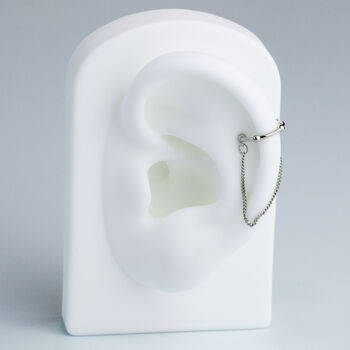 Sterling Silver Chain Loop Dangle Ear Cuff, 2 of 4