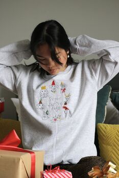 Super Festive Christmas Dogs Embroidered Sweater, 2 of 7