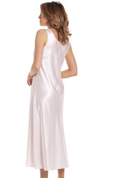 English Made Pale Pink Long Satin Nightdress With Lace, 4 of 4