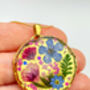 Statement Gold Necklace With Pink Flowers, thumbnail 2 of 12